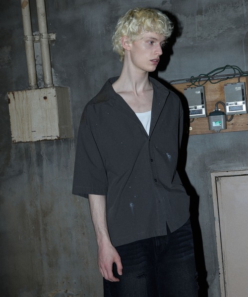 GRANCY（グランシー）の「【GRANCY】Dirty Short-sleeved Shirt / ダーティ半袖シャツ（シャツ/ブラウス・メンズ・ブラック/ホワイト・S/M/L）」の12枚目の写真