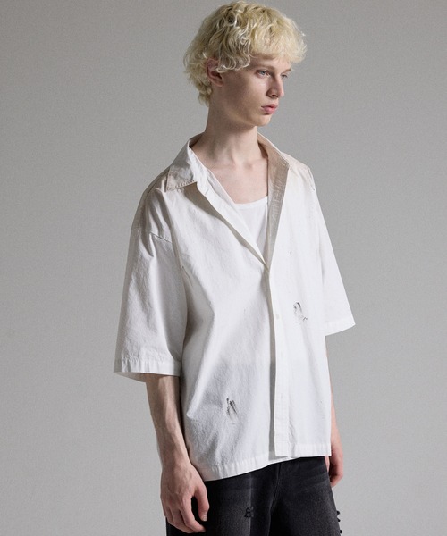 GRANCY（グランシー）の「【GRANCY】Dirty Short-sleeved Shirt / ダーティ半袖シャツ（シャツ/ブラウス・メンズ・ブラック/ホワイト・S/M/L）」の22枚目の写真