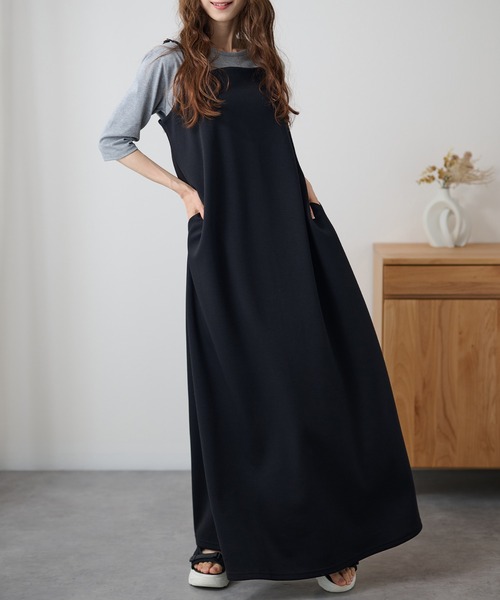 DAYRA(デイラ)の「ダブル ストラップ バックスリット キャミソール ワンピース(ワンピース・レディース・ブラック/ダークグレー/ネイビー・FREE)」の8枚目の写真