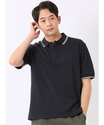 TAKA-Q（タカキュー）の「ポロシャツ 半袖 メンズ 綿混 鹿の子 リブ ライン（ポロシャツ）」