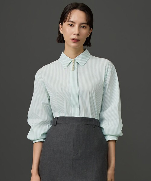 自由区(ジユウク)の「エッセンシャルブロードベーシック シャツブラウス(シャツ/ブラウス・レディース・オリーブ系1/サックスブルー系1/アイボリー系・44)」の1枚目の写真
