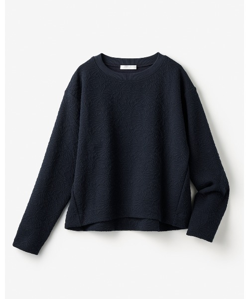 DoCLASSE（ ドゥクラッセ）の「フラワージャカード・クルーネックトップス（Tシャツ/カットソー・レディース・ダークネイビー/チャコール/オフホワイト・S/M/L/LL/3L）」の14枚目の写真