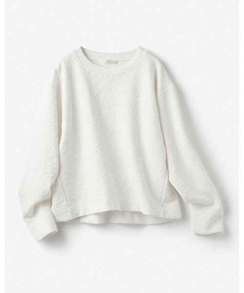 DoCLASSE（ ドゥクラッセ）の「フラワージャカード・クルーネックトップス（Tシャツ/カットソー・レディース・ダークネイビー/チャコール/オフホワイト・S/M/L/LL/3L）」の9枚目の写真