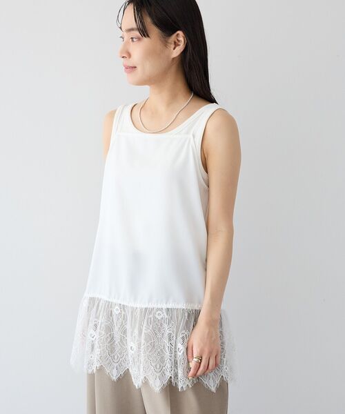 CRAFT STANDARD BOUTIQUE(クラフトスタンダードブティック)の「レイヤードレースロングキャミ(キャミソール・レディース・ホワイト/ブラック・FREE)」の5枚目の写真