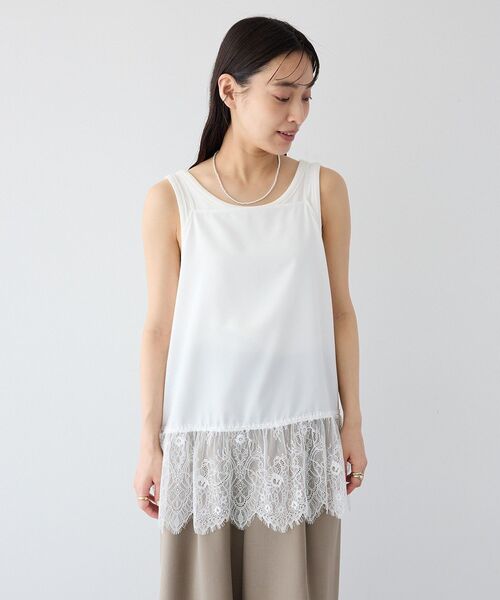 CRAFT STANDARD BOUTIQUE(クラフトスタンダードブティック)の「レイヤードレースロングキャミ(キャミソール・レディース・ホワイト/ブラック・FREE)」の6枚目の写真