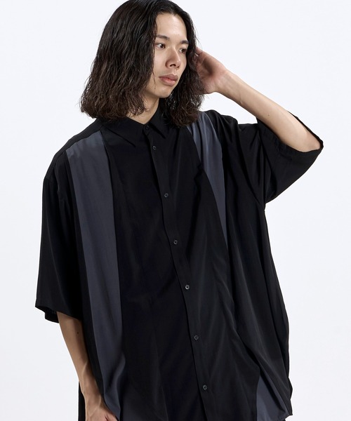 NO ID.(ノーアイディ)の「【NO ID.】3D Gather Half Sleeve Long Shirt / 3Dギャザー ハーフスリーブ ロング シャツ(シャツ/ブラウス・メンズ・ブラック/その他23/その他22・ONE SIZE)」の5枚目の写真