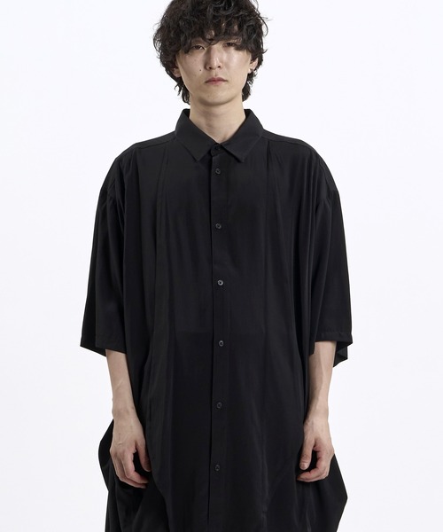 NO ID.(ノーアイディ)の「【NO ID.】3D Gather Half Sleeve Long Shirt / 3Dギャザー ハーフスリーブ ロング シャツ(シャツ/ブラウス・メンズ・ブラック/その他23/その他22・ONE SIZE)」の6枚目の写真