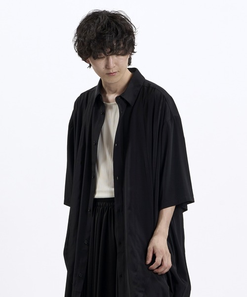 NO ID.(ノーアイディ)の「【NO ID.】3D Gather Half Sleeve Long Shirt / 3Dギャザー ハーフスリーブ ロング シャツ(シャツ/ブラウス・メンズ・ブラック/その他23/その他22・ONE SIZE)」の15枚目の写真