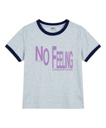 ノーフィリングリンガー半袖Tシャツメランジブルー