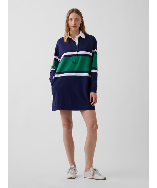 GAP(ギャップ)の「リラックスフィット GAPロゴ ラグビーミニワンピース(ワンピース・レディース・マルチ/レッド・S/XS/M/XXS/L)」の2枚目の写真
