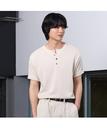 26 SS ウォッシャブルリネンヘンリーネッククロップニット(6カラー)