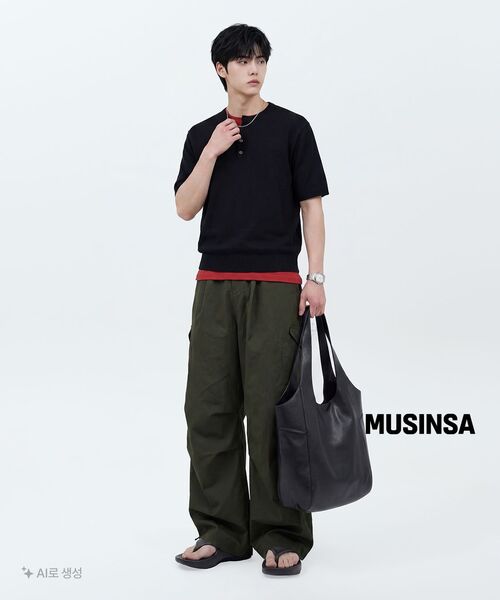 HYOJI（ヒョージ）の「26 SS ウォッシャブルリネンヘンリーネッククロップニット（6カラー）（ニット/セーター・メンズ・ブラック/ネイビー/グレー/レッド/クリーム/チャコール・M/L/XL/S）」の21枚目の写真