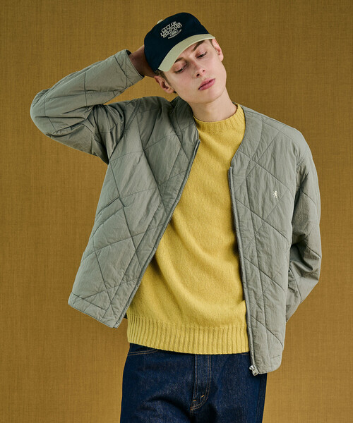 GYMPHLEX(ジムフレックス)の「Gymphlex | コットンナイロン ノーカラーキルティングジャケット MEN(ノーカラージャケット・メンズ・ブラウン/ブラック/グレー・M/L)」の5枚目の写真