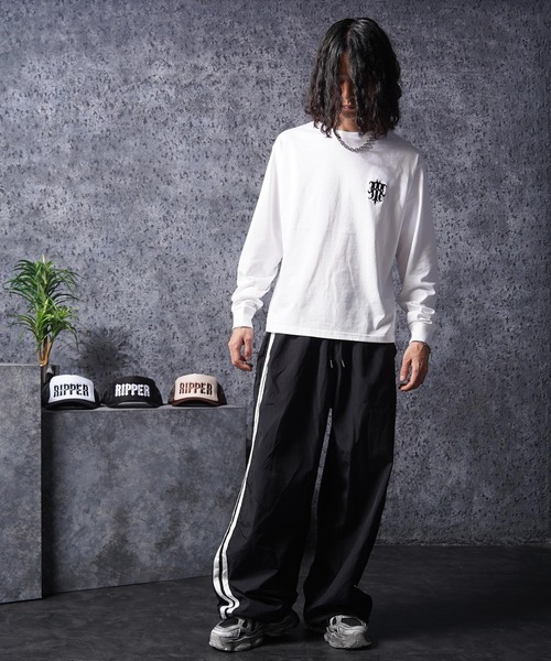 1111clothing（ワンフォークロージング）の「サイドライン バギートラックパンツ / Side Line Baggy Track Pants（その他パンツ・メンズ・グレー/ブラック・FREE）」の16枚目の写真