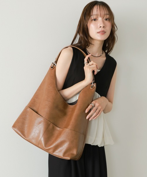 Bab(バブ)の「フロントポケットトートBAG(トートバッグ・レディース・オフホワイト/ブラウン/ブラック・ONESIZE)」の13枚目の写真