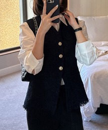 ツイードフリンジベスト