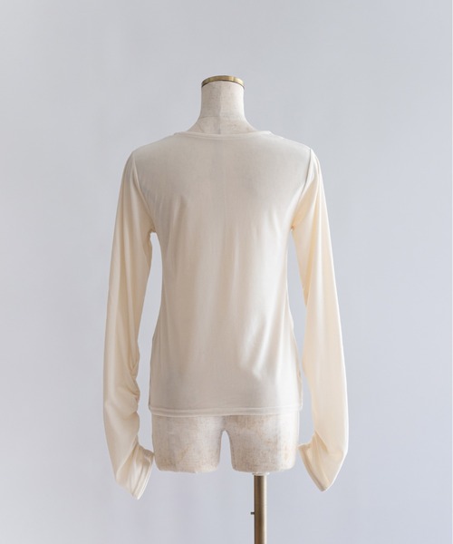 EN NEUME(エンノイム)の「Sheer Velour Draped Cardigan(カーディガン/ボレロ・レディース・アイボリー/ブラウン/ブラック・FREE)」の12枚目の写真