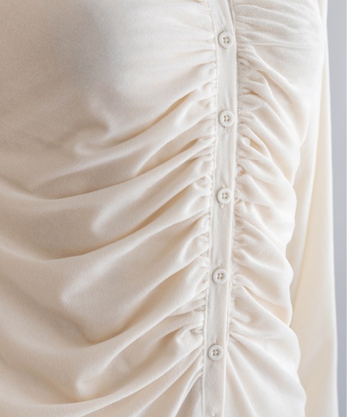 EN NEUME(エンノイム)の「Sheer Velour Draped Cardigan(カーディガン/ボレロ・レディース・アイボリー/ブラウン/ブラック・FREE)」の18枚目の写真