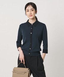 セール】7分袖 シャツ コンビ ポロニット（ニット/セーター）｜UNITED