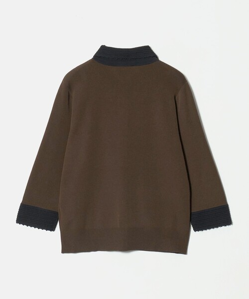 UNITED ARROWS(ユナイテッドアローズ)の「クロシェ ポロカーディガン ‐ウォッシャブル‐(カーディガン/ボレロ・レディース・ネイビー/ダークブラウン/ブラック・FREE)」の4枚目の写真