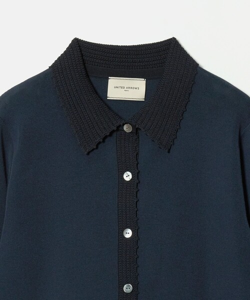 UNITED ARROWS(ユナイテッドアローズ)の「クロシェ ポロカーディガン ‐ウォッシャブル‐(カーディガン/ボレロ・レディース・ネイビー/ダークブラウン/ブラック・FREE)」の12枚目の写真