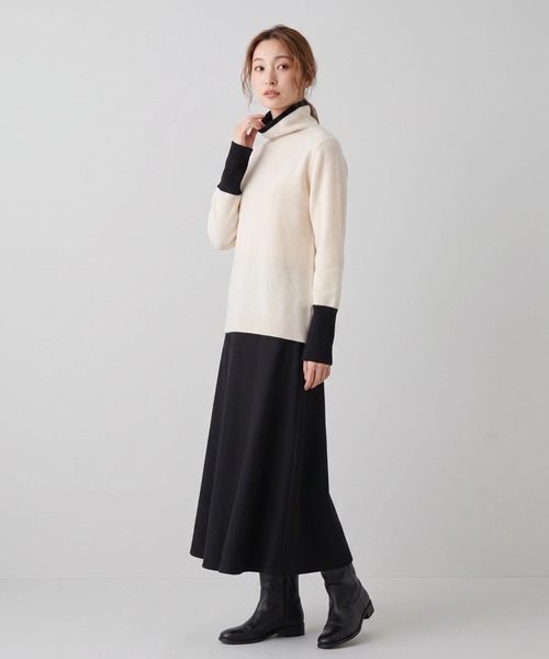 Nunc.(ヌンク)の「カシミヤ配色ボトルネックニット(ニット/セーター・レディース・ネイビー/オフホワイト/レッド・FREE)」の12枚目の写真