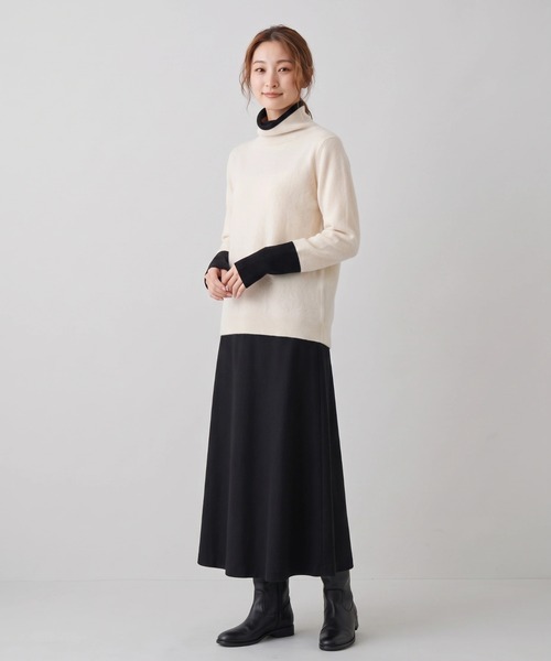 Nunc.(ヌンク)の「カシミヤ配色ボトルネックニット(ニット/セーター・レディース・ネイビー/オフホワイト/レッド・FREE)」の18枚目の写真
