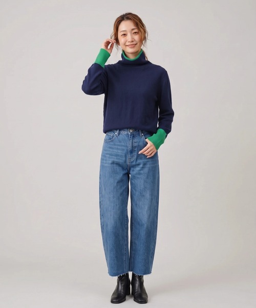 Nunc.(ヌンク)の「カシミヤ配色ボトルネックニット(ニット/セーター・レディース・ネイビー/オフホワイト/レッド・FREE)」の20枚目の写真