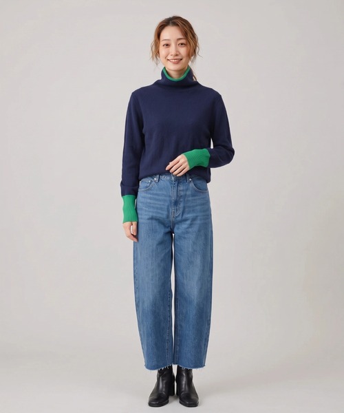 Nunc.(ヌンク)の「カシミヤ配色ボトルネックニット(ニット/セーター・レディース・ネイビー/オフホワイト/レッド・FREE)」の21枚目の写真