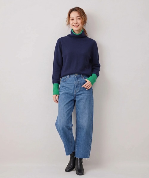 Nunc.(ヌンク)の「カシミヤ配色ボトルネックニット(ニット/セーター・レディース・ネイビー/オフホワイト/レッド・FREE)」の22枚目の写真