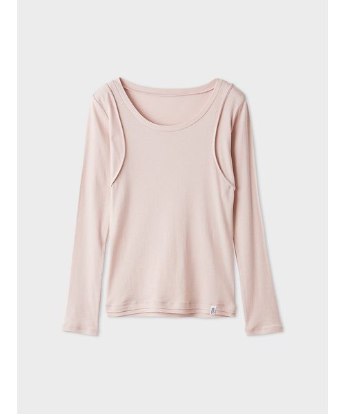 MIESROHE(ミースロエ)の「【洗える・接触冷感】ラウンドネックレイヤードトップス(Tシャツ/カットソー・レディース・ライトピンク/ホワイト/ブラック・F)」の3枚目の写真