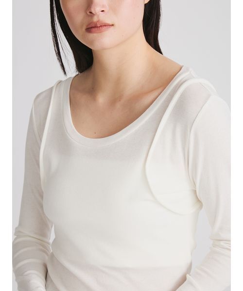MIESROHE(ミースロエ)の「【洗える・接触冷感】ラウンドネックレイヤードトップス(Tシャツ/カットソー・レディース・ライトピンク/ホワイト/ブラック・F)」の4枚目の写真