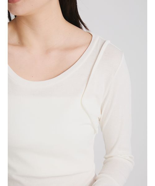 MIESROHE(ミースロエ)の「【洗える・接触冷感】ラウンドネックレイヤードトップス(Tシャツ/カットソー・レディース・ライトピンク/ホワイト/ブラック・F)」の7枚目の写真