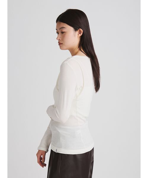 MIESROHE(ミースロエ)の「【洗える・接触冷感】ラウンドネックレイヤードトップス(Tシャツ/カットソー・レディース・ライトピンク/ホワイト/ブラック・F)」の9枚目の写真