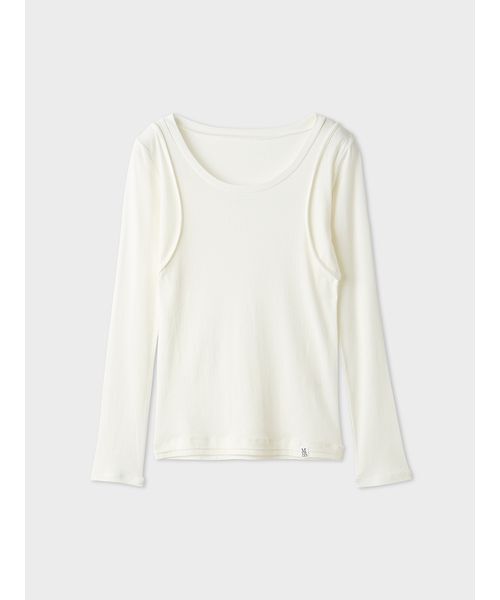 MIESROHE(ミースロエ)の「【洗える・接触冷感】ラウンドネックレイヤードトップス(Tシャツ/カットソー・レディース・ライトピンク/ホワイト/ブラック・F)」の14枚目の写真