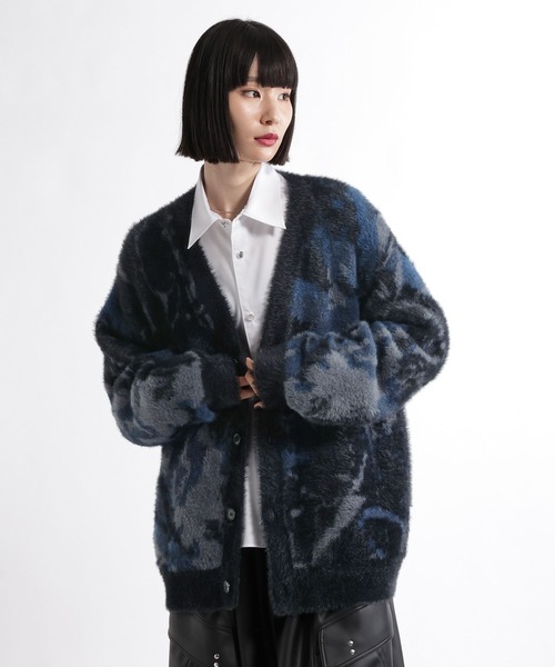 HARE(ハレ)の「フェザーシャギーニットガラカーディガン(HARE)(カーディガン/ボレロ・メンズ・ブラック/グリーン/グレー/ホワイト・FREE)」の1枚目の写真