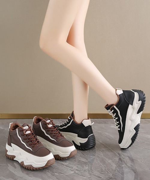 Miniministore(ミニミニストア)の「配色厚底スニーカー レディース 韓国風(スニーカー・レディース・ブラウン/ブラック・25.0cm/24.5cm/24.0cm/23.5cm/23.0cm/22.5cm)」の13枚目の写真