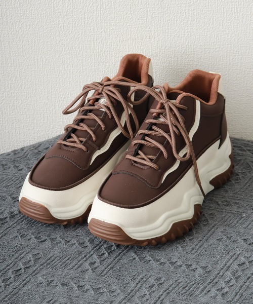 Miniministore(ミニミニストア)の「配色厚底スニーカー レディース 韓国風(スニーカー・レディース・ブラウン/ブラック・25.0cm/24.5cm/24.0cm/23.5cm/23.0cm/22.5cm)」の19枚目の写真