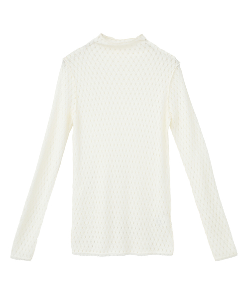 CURRENTAGE(カレンテージ)の「WOOL NYLON RUSSEL BOTTLE NECK PULLOVER(Tシャツ/カットソー・レディース・ホワイト/ブラック・1)」の1枚目の写真