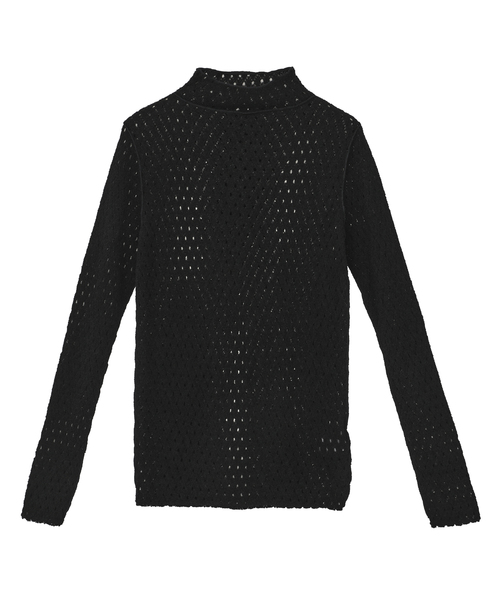 CURRENTAGE(カレンテージ)の「WOOL NYLON RUSSEL BOTTLE NECK PULLOVER(Tシャツ/カットソー・レディース・ホワイト/ブラック・1)」の2枚目の写真