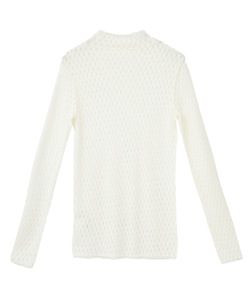 CURRENTAGE(カレンテージ)の「WOOL NYLON RUSSEL BOTTLE NECK PULLOVER(Tシャツ/カットソー・レディース・ホワイト/ブラック・1)」の3枚目の写真