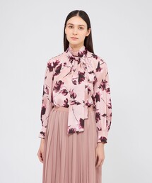 サイレントブルームプリント ボウタイブラウス
