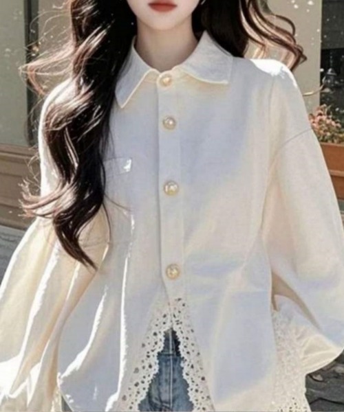 Ritzy(リッツィー)の「レース×ボリューム袖シャツブラウス(シャツ/ブラウス・レディース・ホワイト・MEDIUM/LARGE)」の3枚目の写真