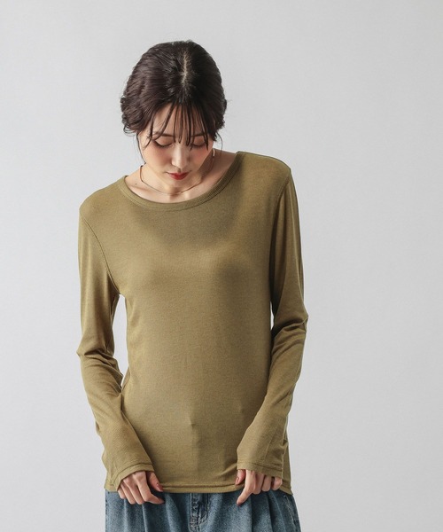 GLOBAL WORK(グローバルワーク)の「ウールテンセルクルーネックプルオーバー/797336(Tシャツ/カットソー・レディース・オフホワイト/カーキ/ブラック/ピンク系その他・MEDIUM/LARGE)」の3枚目の写真