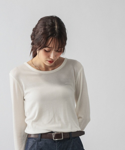 GLOBAL WORK(グローバルワーク)の「ウールテンセルクルーネックプルオーバー/797336(Tシャツ/カットソー・レディース・オフホワイト/カーキ/ブラック/ピンク系その他・MEDIUM/LARGE)」の8枚目の写真