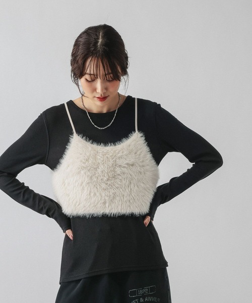 GLOBAL WORK(グローバルワーク)の「ウールテンセルクルーネックプルオーバー/797336(Tシャツ/カットソー・レディース・オフホワイト/カーキ/ブラック/ピンク系その他・MEDIUM/LARGE)」の11枚目の写真