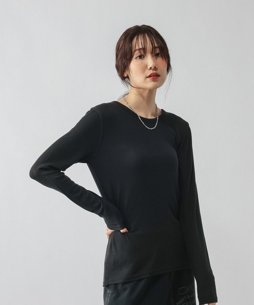 GLOBAL WORK(グローバルワーク)の「ウールテンセルクルーネックプルオーバー/797336(Tシャツ/カットソー・レディース・オフホワイト/カーキ/ブラック/ピンク系その他・MEDIUM/LARGE)」の12枚目の写真