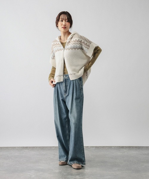 GLOBAL WORK(グローバルワーク)の「ウールテンセルクルーネックプルオーバー/797336(Tシャツ/カットソー・レディース・オフホワイト/カーキ/ブラック/ピンク系その他・MEDIUM/LARGE)」の13枚目の写真