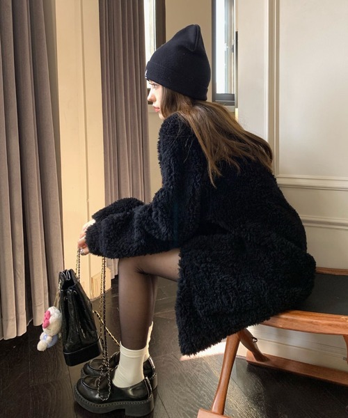 SHERU(シェル)の「プードルボア ミドル丈コート(ダッフルコート・レディース・ブラック・M)」の13枚目の写真