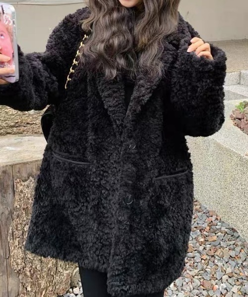 SHERU(シェル)の「プードルボア ミドル丈コート(ダッフルコート・レディース・ブラック・M)」の11枚目の写真